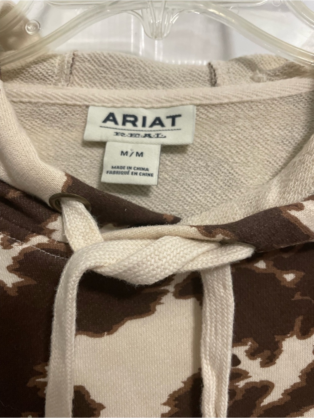 Ariat Brown and Cream Cowprint Pullover Hoodie - Picture 2 of 2